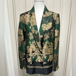 Zara Green and Black Floral Jacket